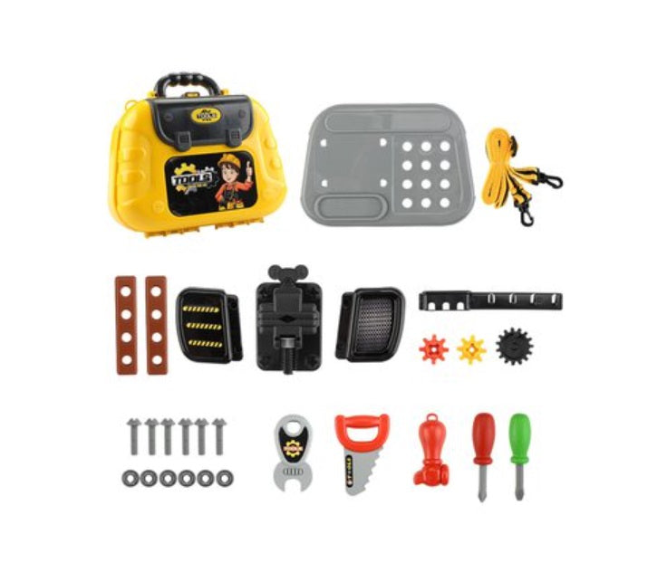 Kids Tool Set for Boys pretend Play， Carpenter， Repair Tool with Yellow Box， 29 pcs. Toys for +3 Year Old.