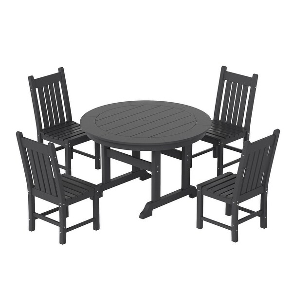 Polytrends Laguna Hdpe All Weather Outdoor Patio Dining Set with Round Table，Armless Chairs (5Piece Set)