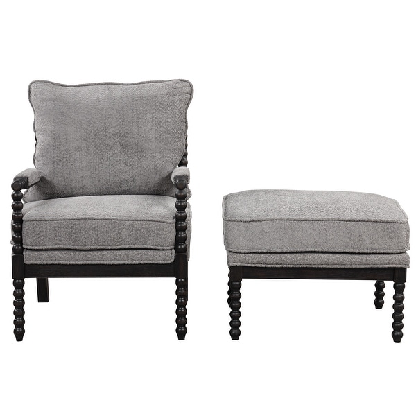 Tufted Velvet Accent Chair with Ottoman，Lounge Chair Reading Chair