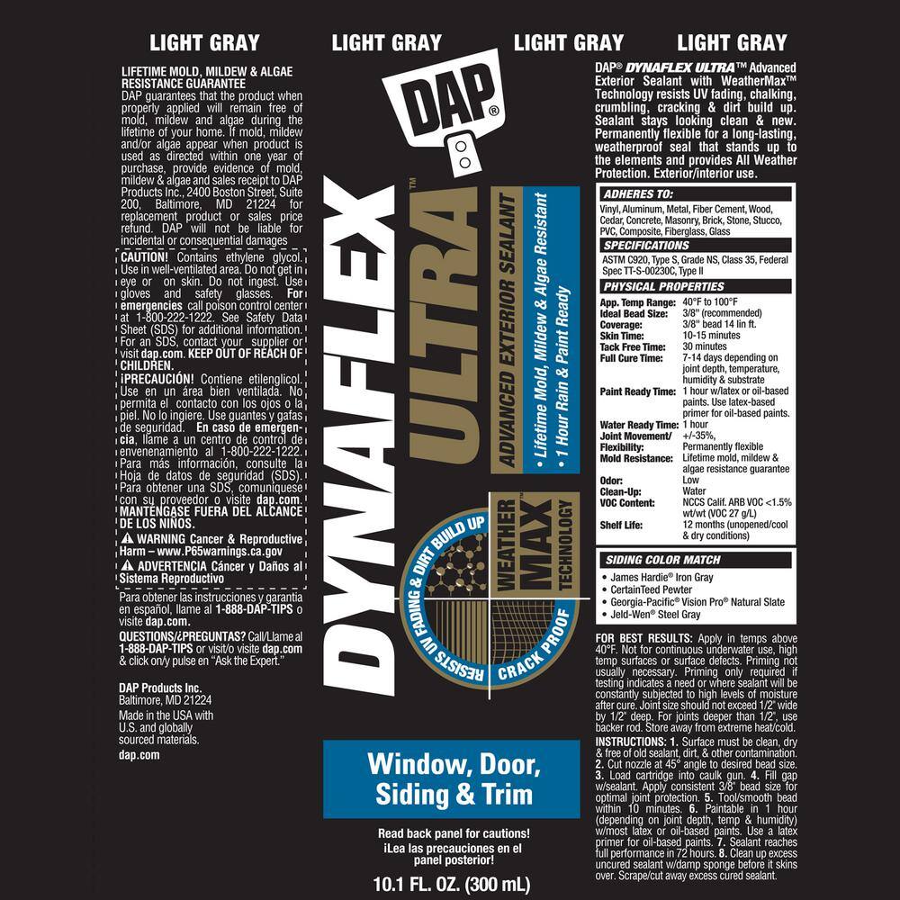 DAP DYNAFLEX Ultra 10.1 oz. Gray Advanced Exterior Window Door and Siding Sealant 18219