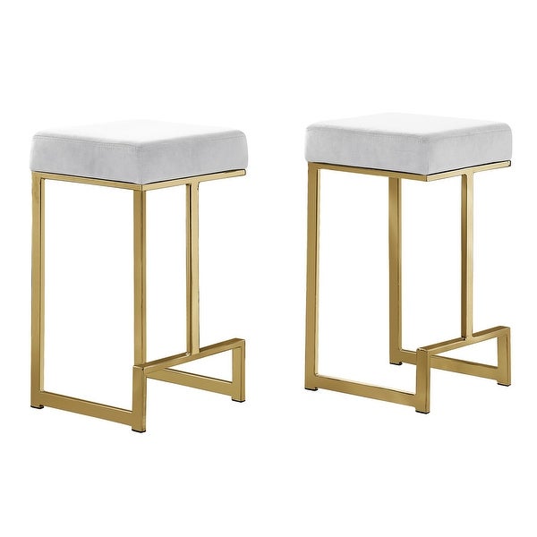 Best Master Furniture Velvet Gold Counter Height Stool (Set of 2)