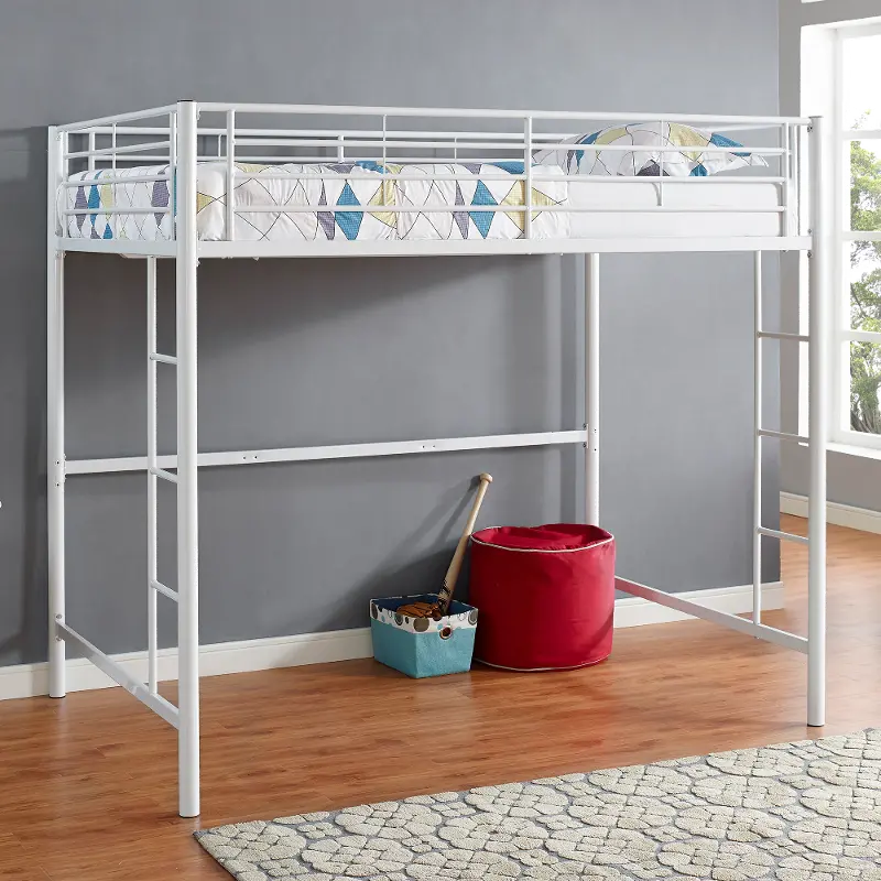 Contemporary White Full Size Loft Bed - Walker Edison