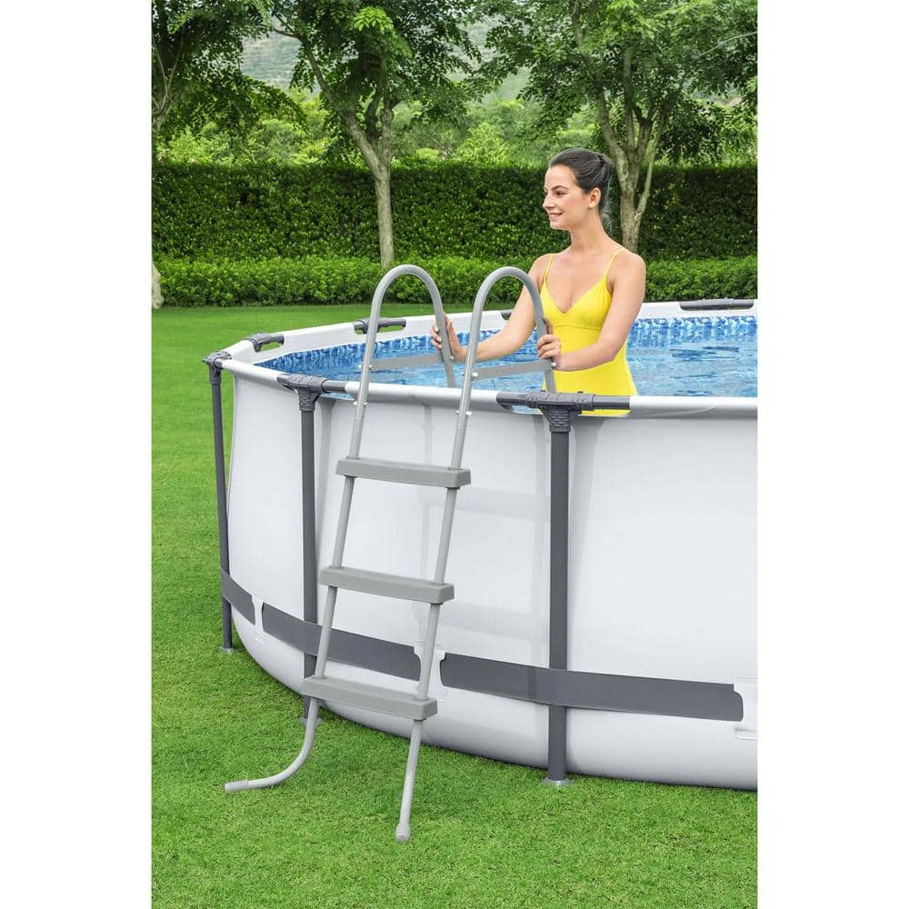 Bestway Pro MAX 15 ft. x 15 ft. Round 42 in. Deep Metal Frame Above Ground Swimming Pool with Pump & Cover 56687E-BW