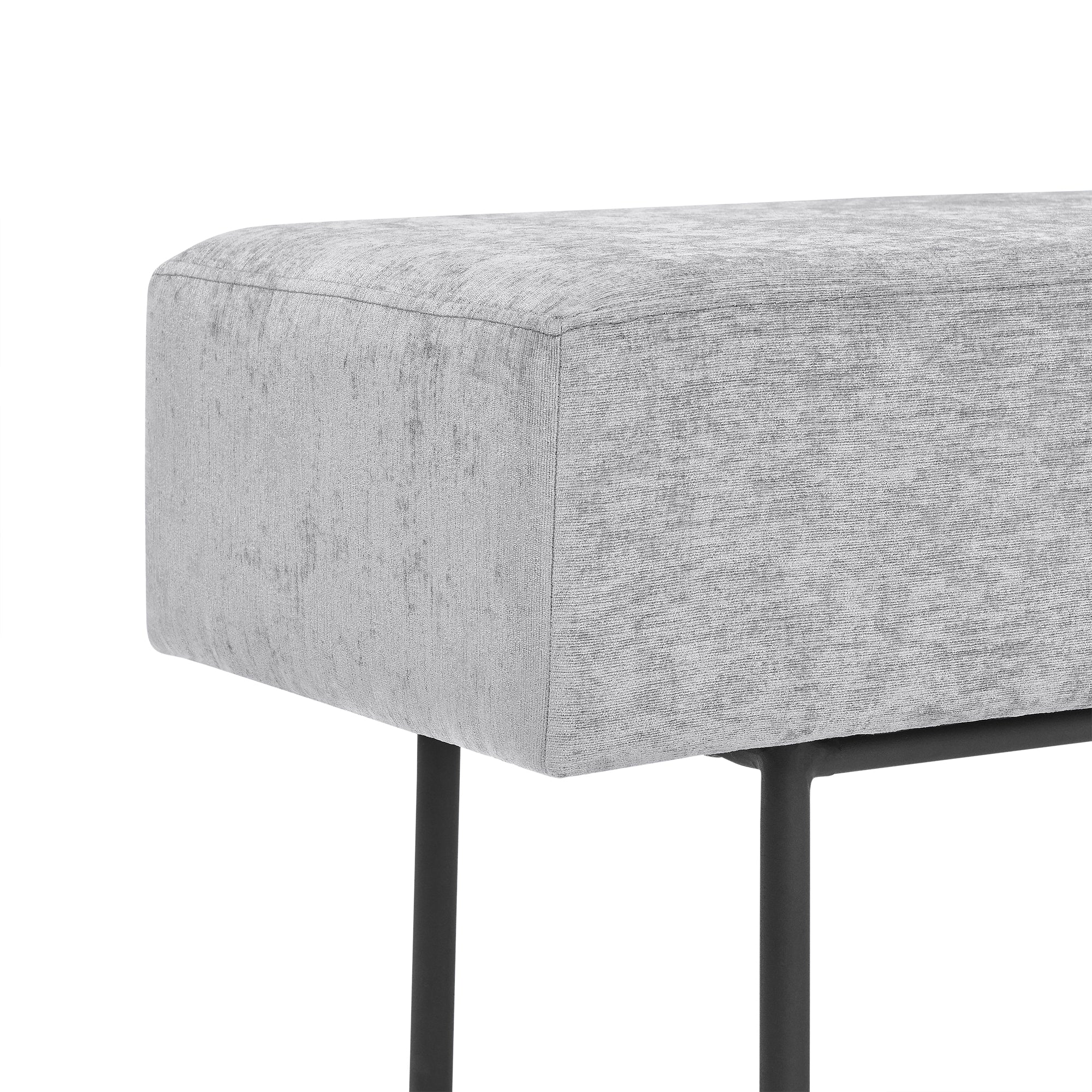 LANTRO JS Contemporary Style Bedroom Chenille Upholstered Bench, Grey,( 45