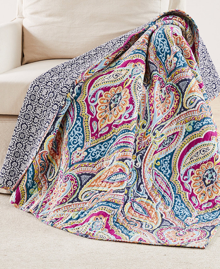 Levtex Magnolia Paisley Tapestry Reversible Quilted Throw， 50