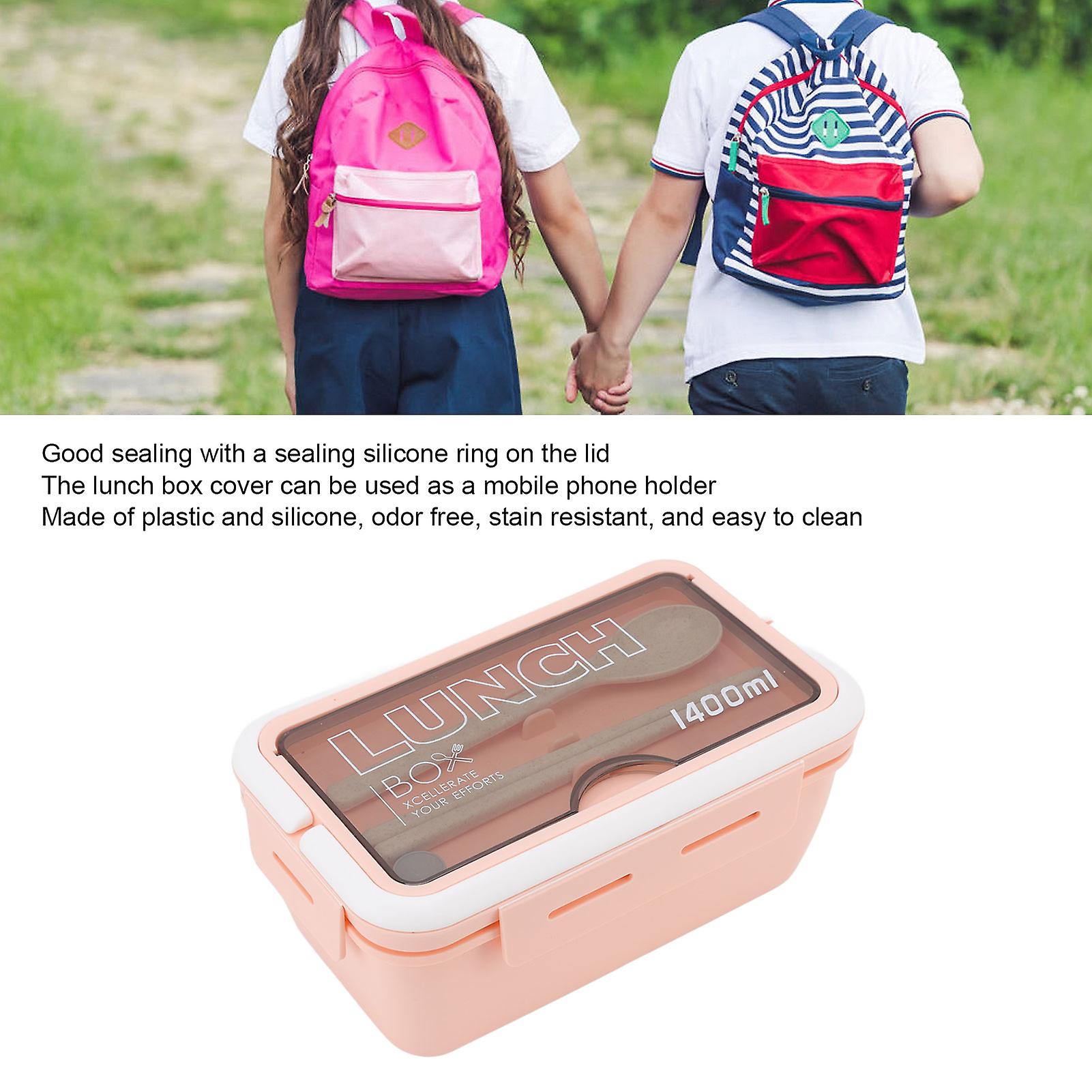 Bento Lunch Box， Leakproof Lunch Box Containers For Kids And Adults Large Capacity Thermal Lunch Box With 3 Compartments， Spoon Chopsticks[pink]