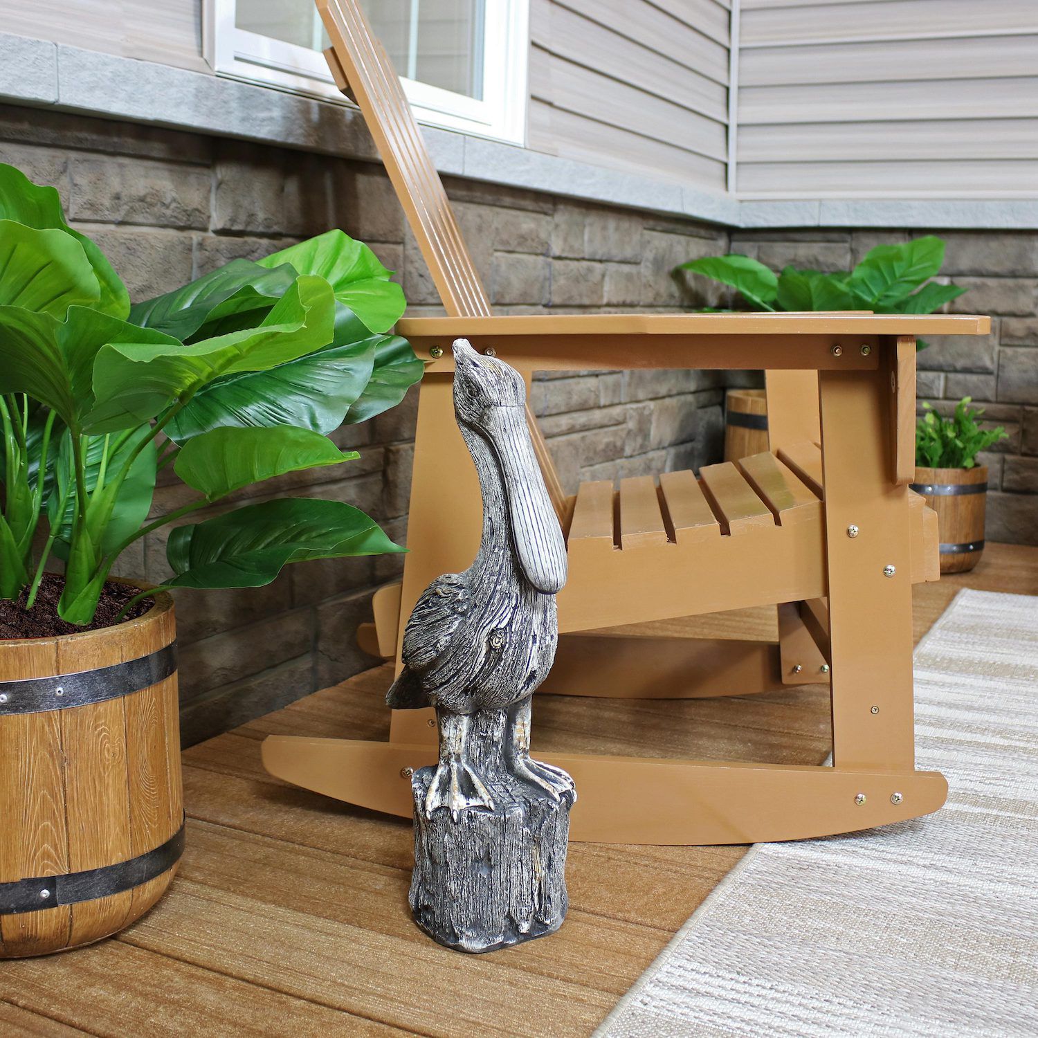 Sunnydaze Pelican Perch Outdoor Polystone Garden Statue - 22 in