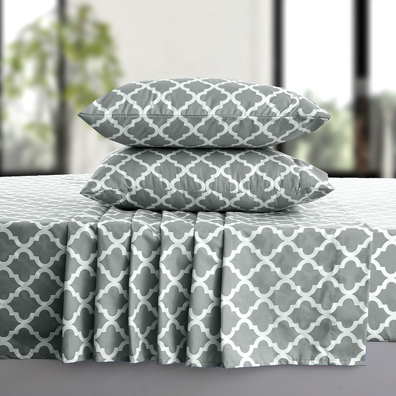 Microfiber Quatrefoil Bed Sheet Set - Lux Decor Collection