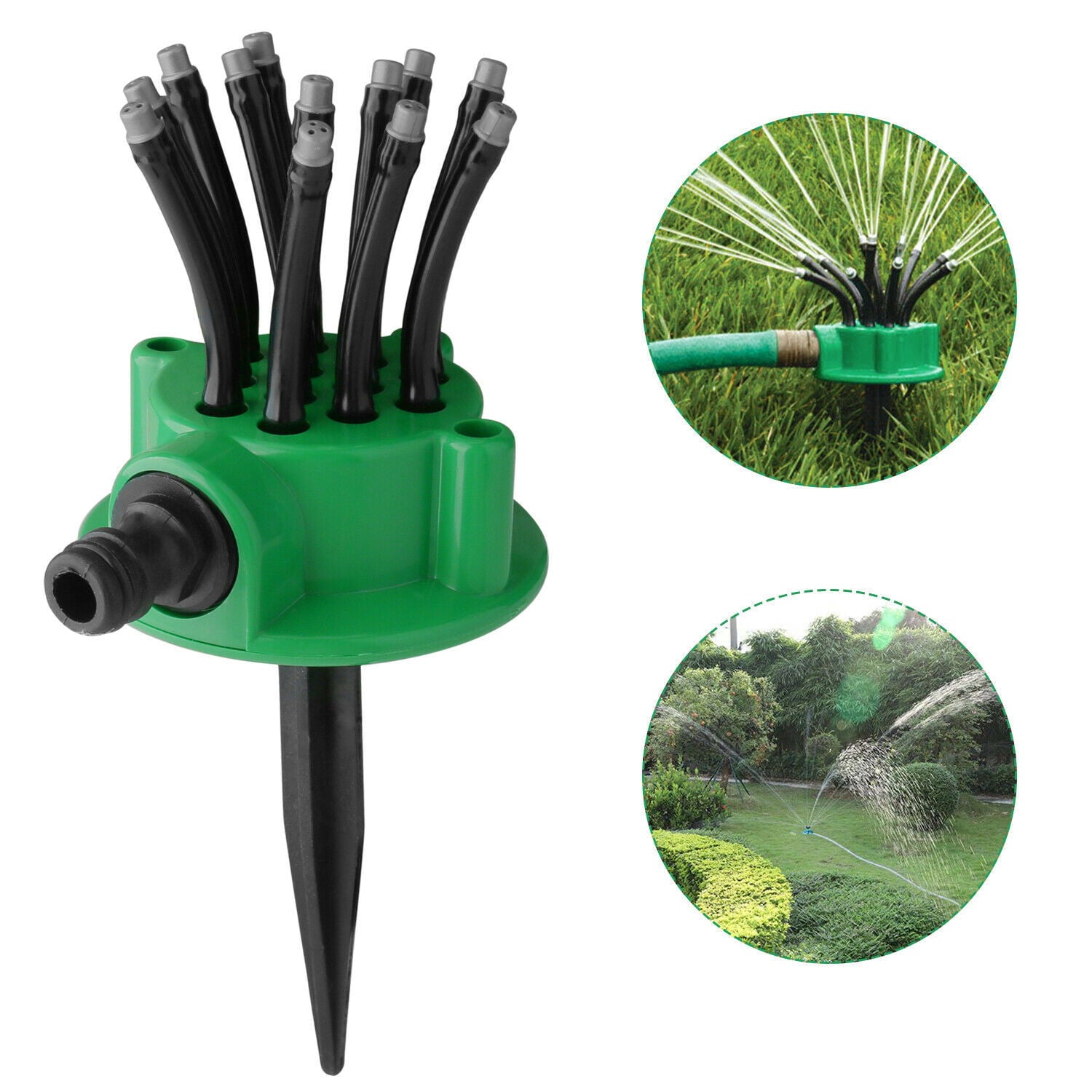 Garden Sprinkler Multi-Tips Lawn Sprinkler Head Nozzle 12 Flexible Spray Nozzles 360 Degree Rotating Lawn Sprinkler Outdoor Garden Patio Water Sprayer Gardening Watering System