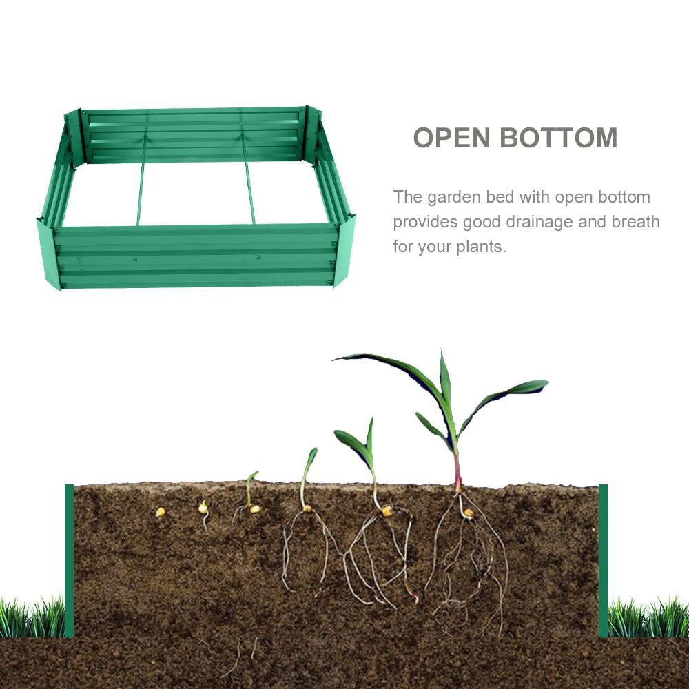 Zimtown Iron Raised Garden Bed Planter Box Green