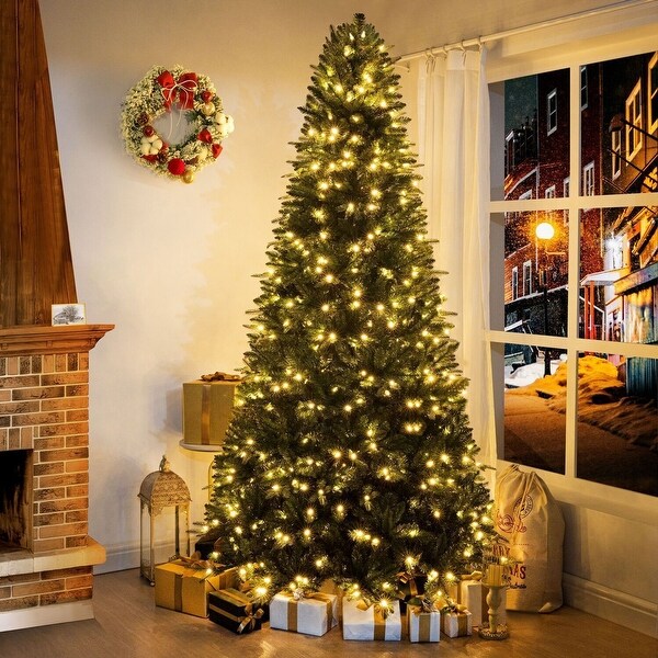 Traditional Artificial Christmas Tree with Lights，Prelit Christmas Tree，Pine Fir Christmas Tree with LED Lights