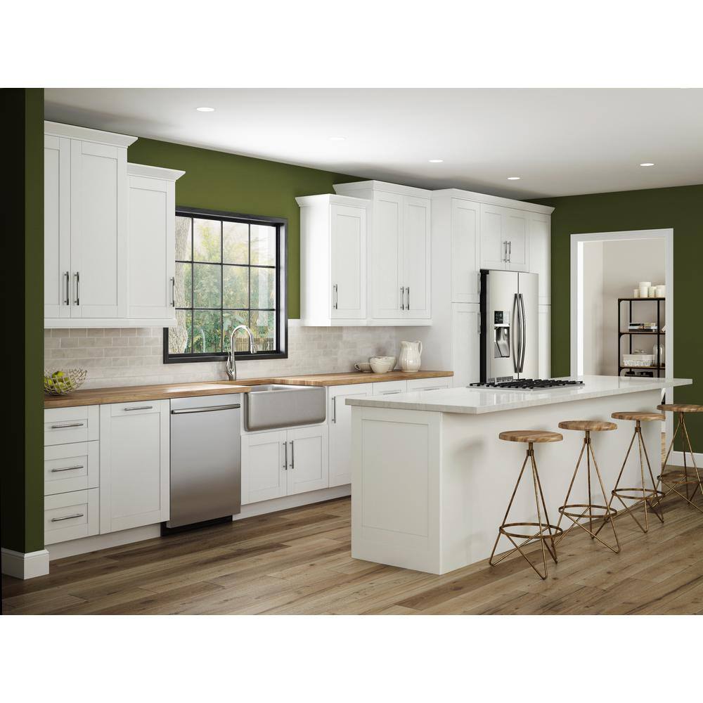 Home Decorators Collection Washington Vesper White Plywood Shaker Stock Assembled Utility Kitchen Cabinet Pantry 24 in. x 90 in. x 24 in. U242490-WVW