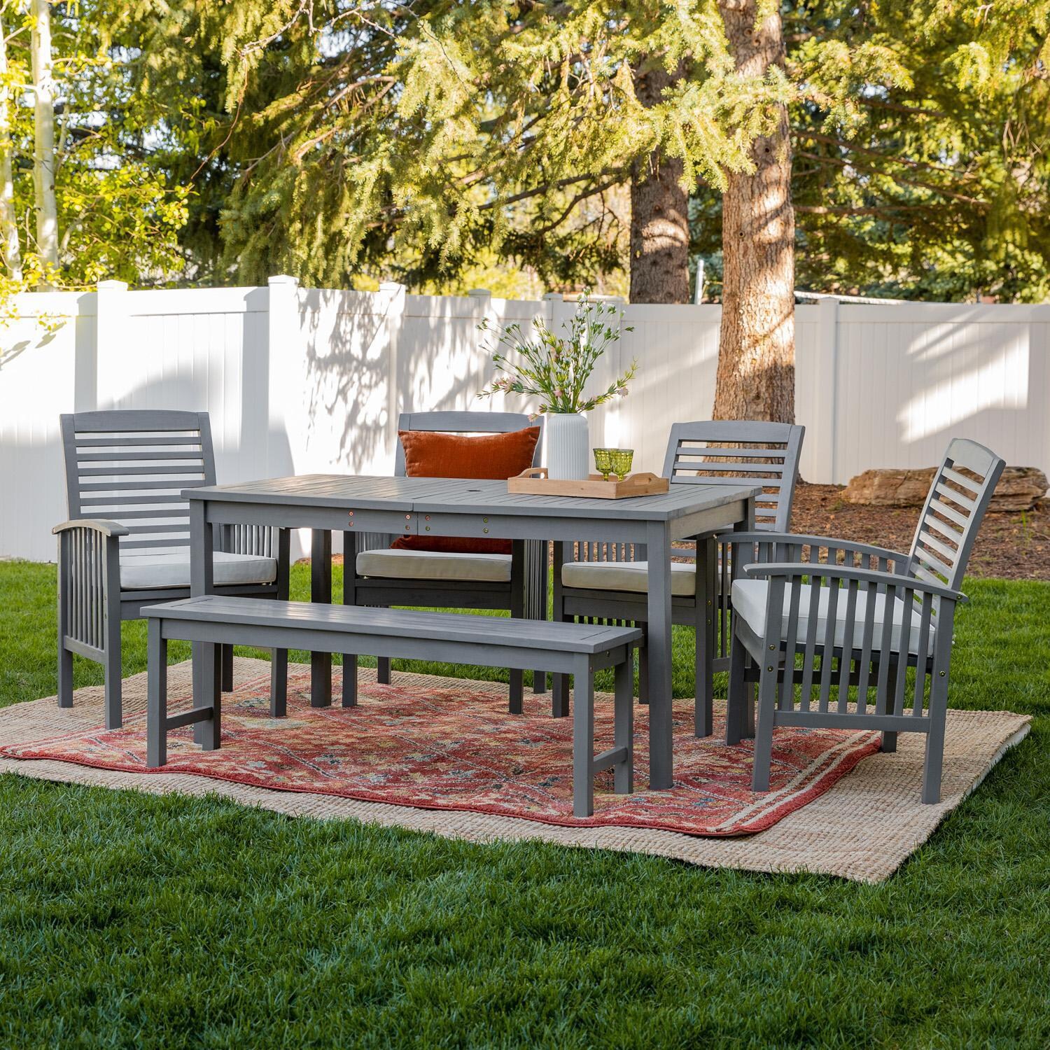 Ultimate Patio Horizon Way 6 Piece Acacia Patio Dining Set W/ 60 X 32 Inch Rectangular Table