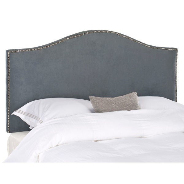 SAFAVIEH Connie Grey Velvet Camelback Headboard - Silver Nailhead - - 7348240