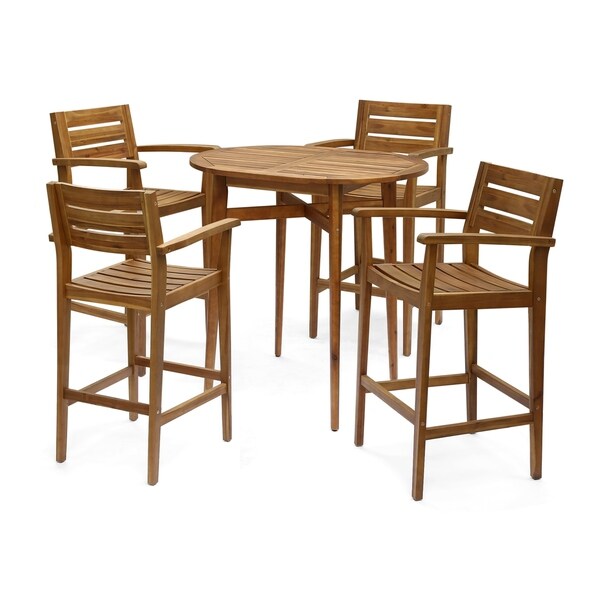 Stamford Outdoor Rustic 5 Piece Acacia Wood Bar Set by Christopher Knight Home