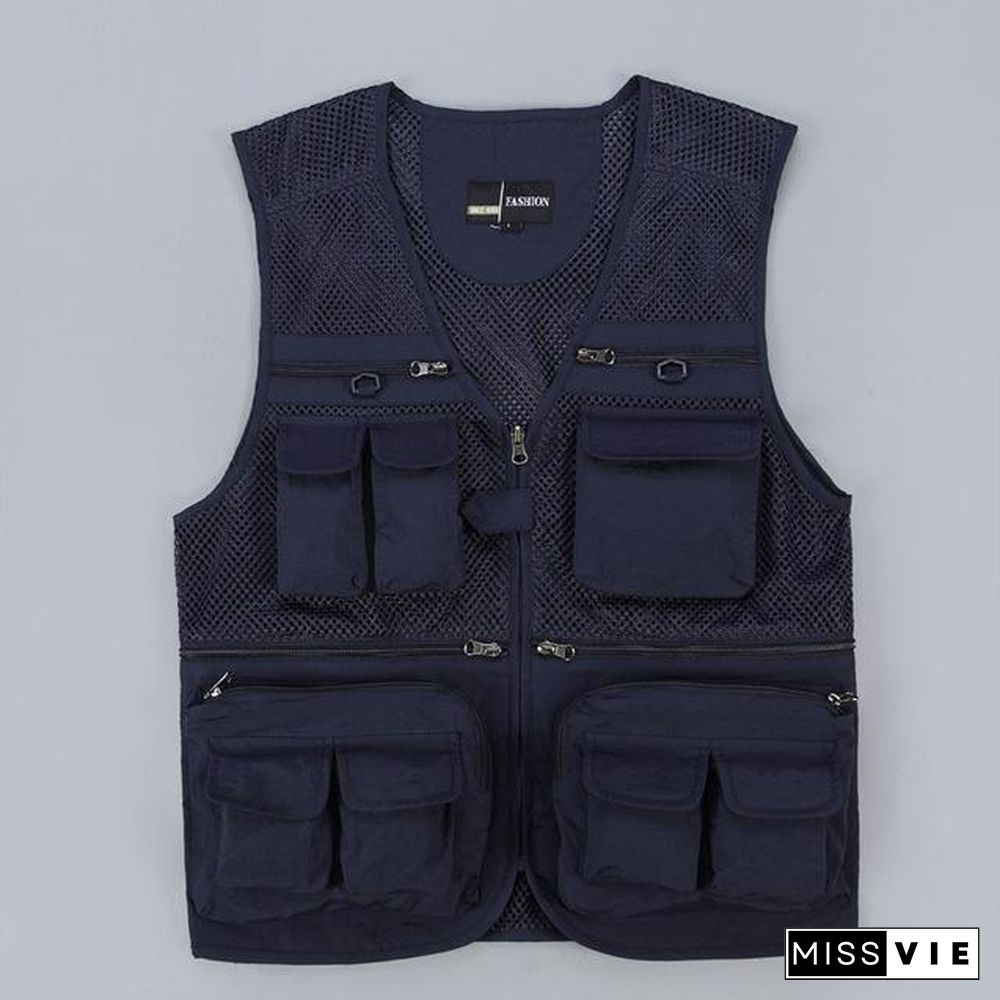 Tactical Vest Coat Fashion Men's Summer Photographer Waistcoat Mesh Work Sleeveless Jacket Tool Many Pocket Vest