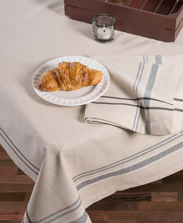 Design Imports Chambray French Stripe Tablecloth 60 x 84