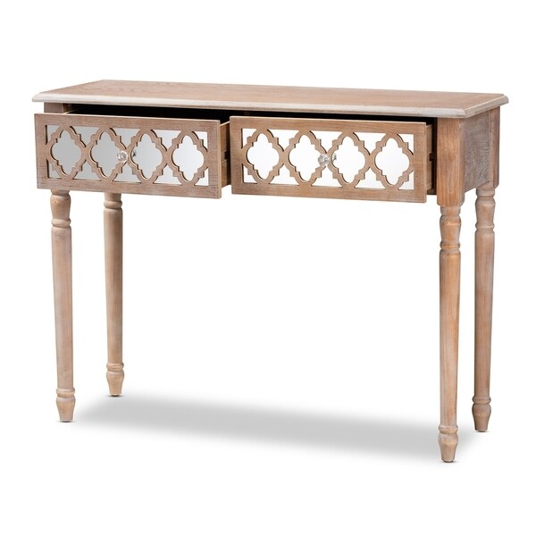 Carson Carrington Dagarn Rustic French Country Quatrefoil Console Table