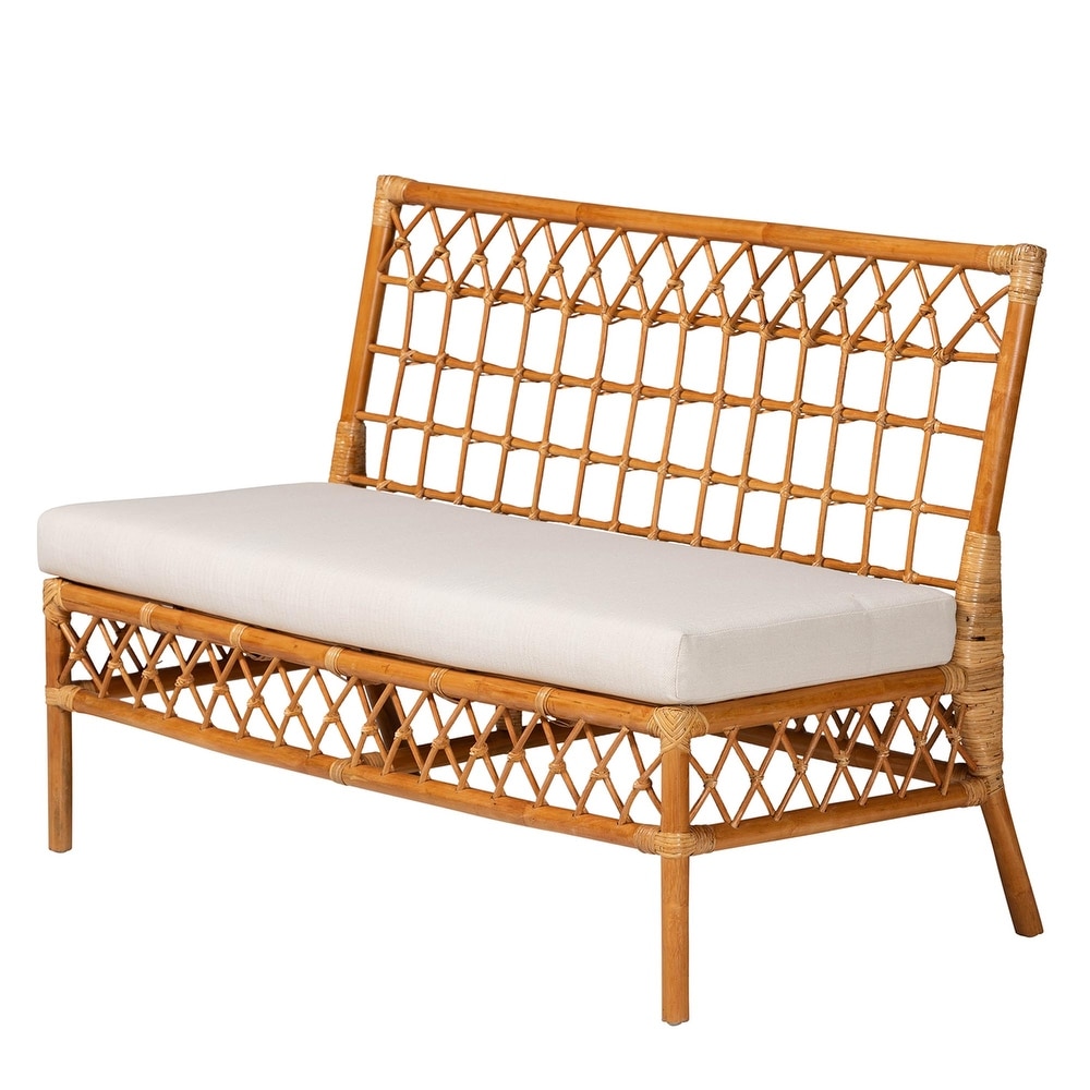 Capella Modern Bohemian Honey Rattan 3 Piece Dining Nook Banquette Set