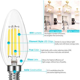 LUXRITE 100-Watt Equivalent B11 Dimmable Vintage Edison LED Light Bulb 5000K Bright White 7-Watt Damp Rated (6-Pack) LR21638-6PK