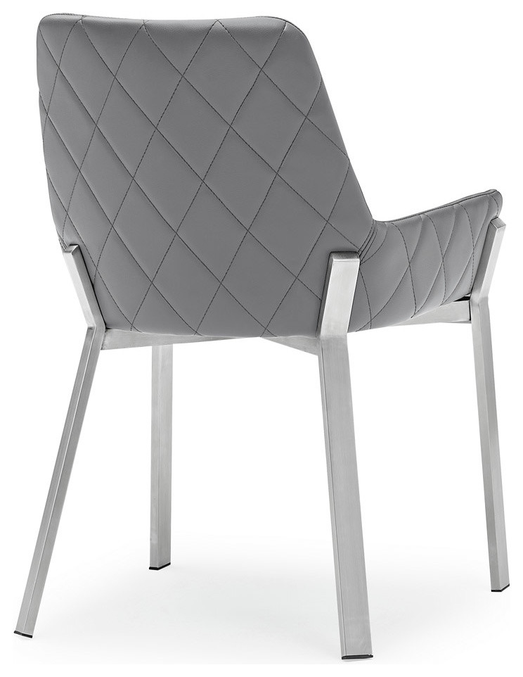 Sydney Leatherette Dining Chair With Brushed Stainless Steel Legs   Contemporary   Dining Chairs   by Zuri Furniture  Houzz