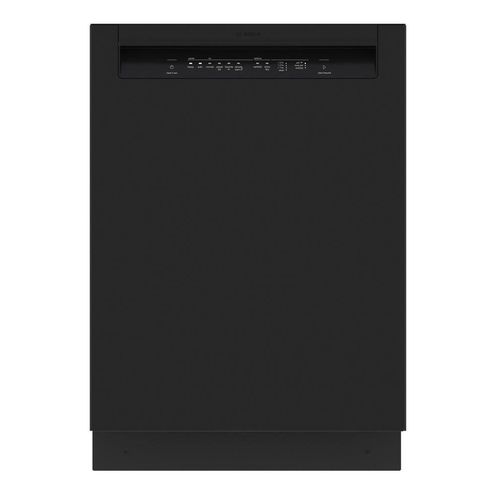 Bosch 100 Series 24 in. Black Front Control Tall Tub Dishwasher with Hybrid Stainless Steel Tub SHE3AEM6N