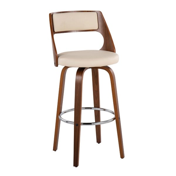 Lumisource Cecina Barstool Walnut and Cream Leather - Set of 2 - 20