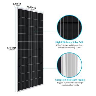 Renogy 200-Watt 12-Volt Monocrystalline Solar Panel for Off Grid Large System Residential Commercial House Cabin Sheds Rooftop RSP200D-G1