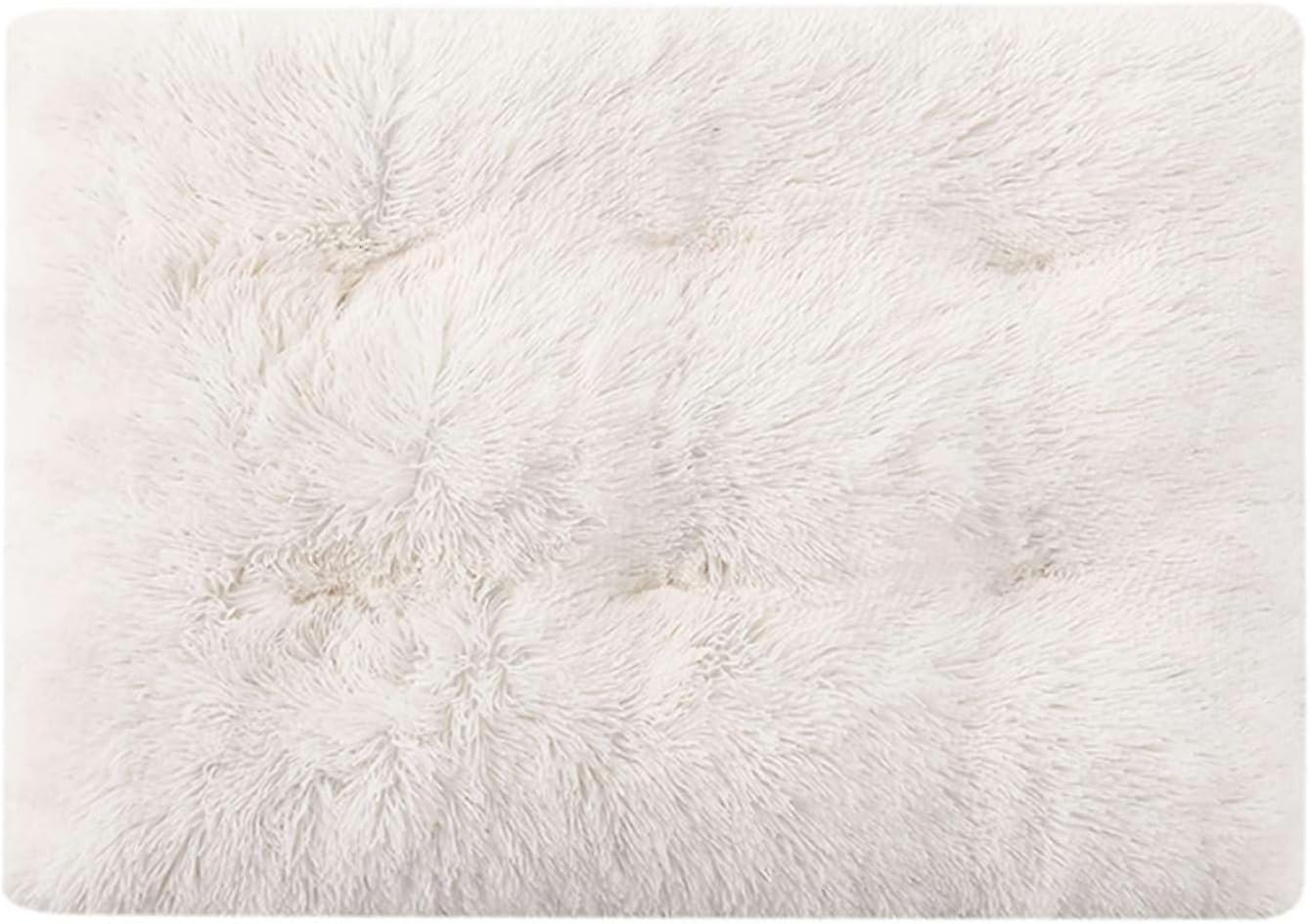 Plush Dog Cushion， Warm And Soft Pet Bed， Washable Faux Fur Cat Bed， For Winter， White， L(80x55cm)