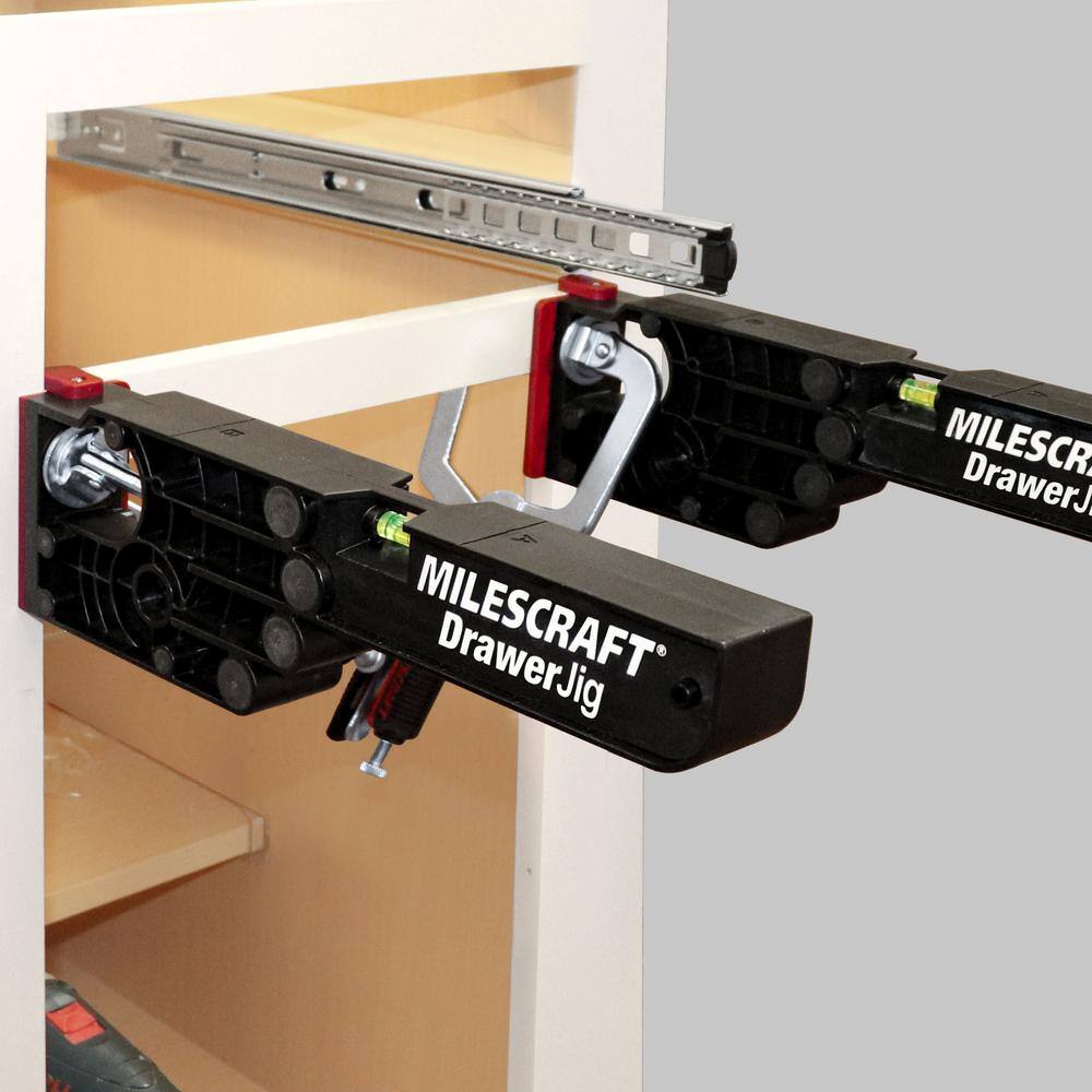 Milescraft Drawer Jig - Reversible Drawer Slide Jig for Drawer Installation with Easy-Align Tabs Fences and Level 1341