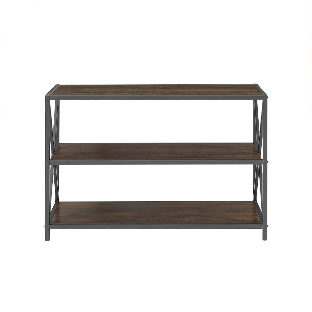 Walker Edison Furniture Company 26 in. Dark WalnutBlack Metal 3-shelf Etagere Bookcase with Open Back HDS40XMWDW