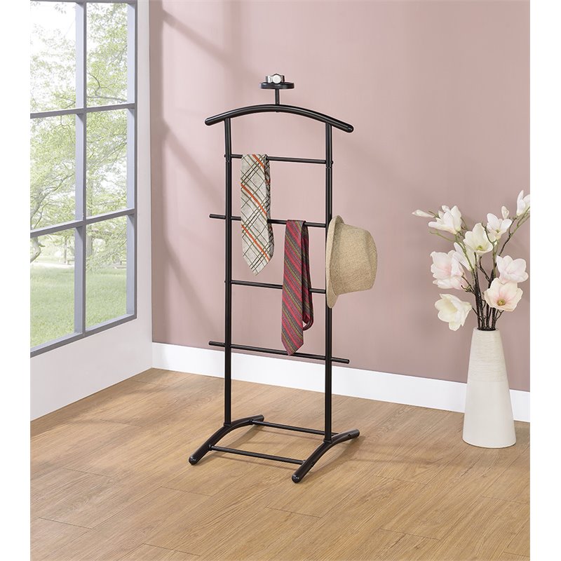 Pilaster Designs Carlsen Modern Metal Suit Valet Stand in Black