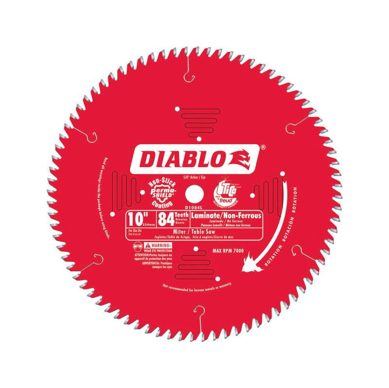 Diablo 10 in. D X 5/8 in. TiCo Hi-Density Carbide Metal and Laminate Blade 84 teeth