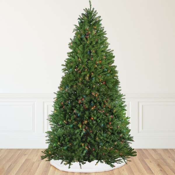 12' PreLit Rockwood Pine Artificial Christmas Tree，Multi LED Lights