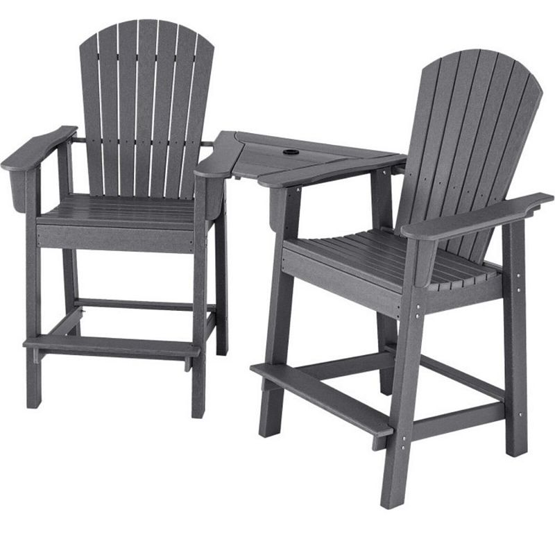 Hivago 2 Pieces HDPE Tall Adirondack Chair with Middle Connecting Tray