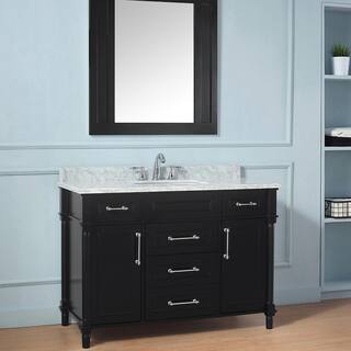 Home Decorators Collection Aberdeen 48 in. W x 22 in. D x 34.5 in. H Bath Vanity in Black with White Carrara Marble Top Aberdeen 48B