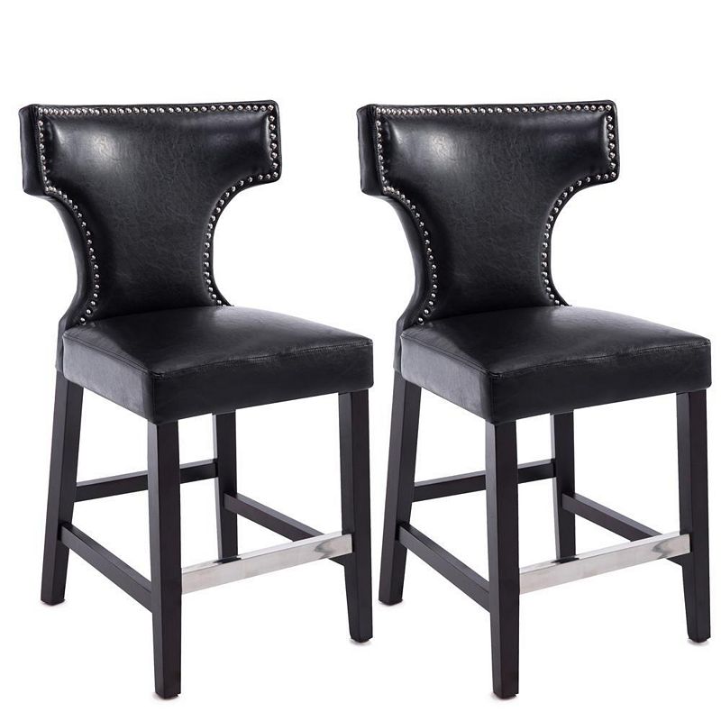 CorLiving Kings Counter Height Barstool with Metal Studs， set of 2