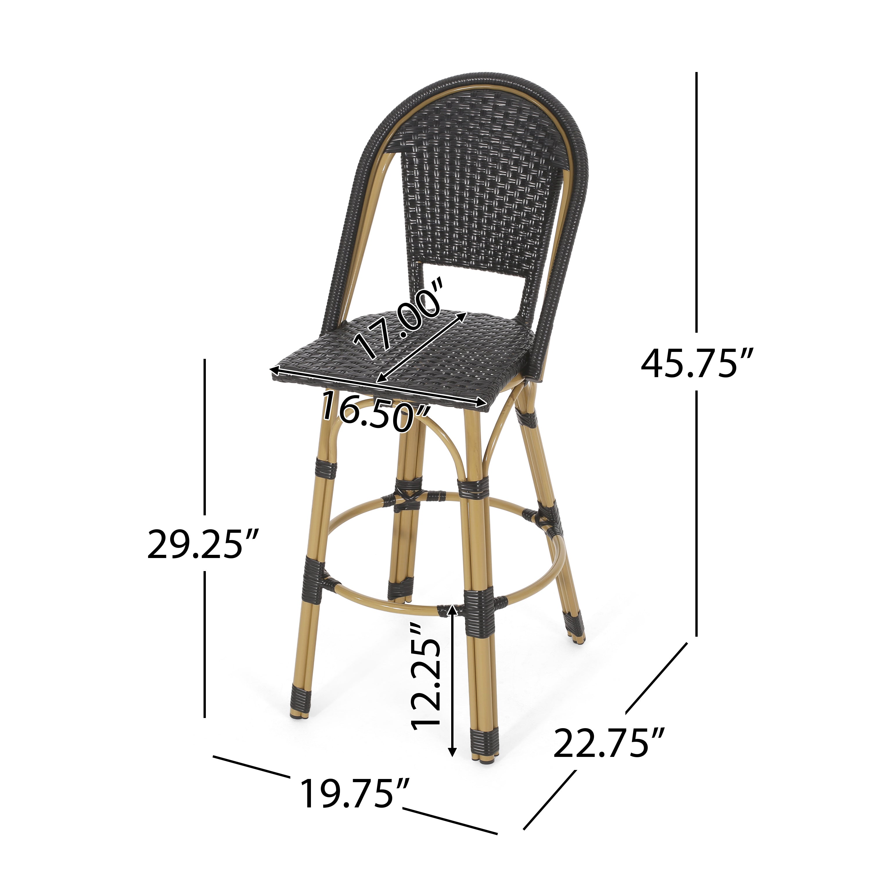 Cotterell Outdoor French Wicker and Aluminum 29.5 Inch Barstools, Set of 2