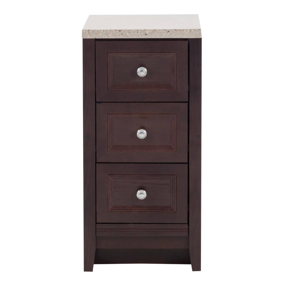 Glacier Bay Delridge 14 in. W x 30 in. H Bathroom Vanity in Chocolate with Solid Surface Vanity Top in Caramel MLT14P2-CH