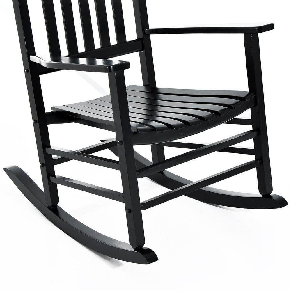 Outsunny Versatile Black Wooden IndoorOutdoor High Back Slat Rocking Chair