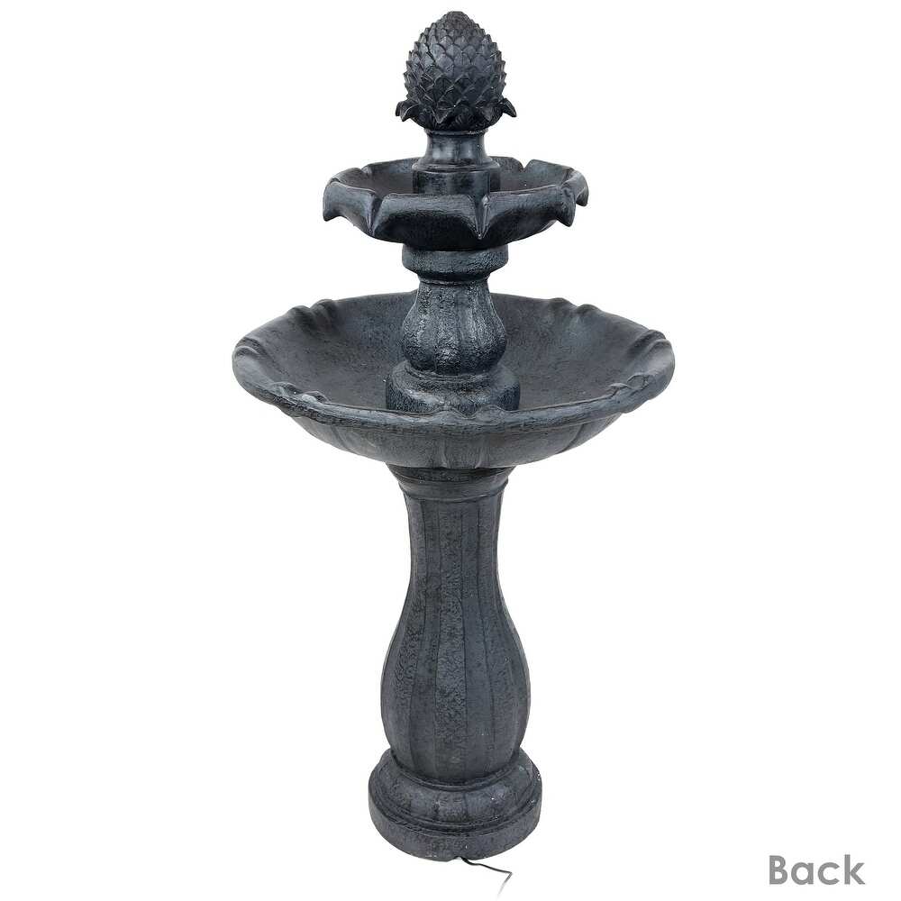 2 Tier Pineapple Solar Outdoor Water Fountain w/ Battery   46\