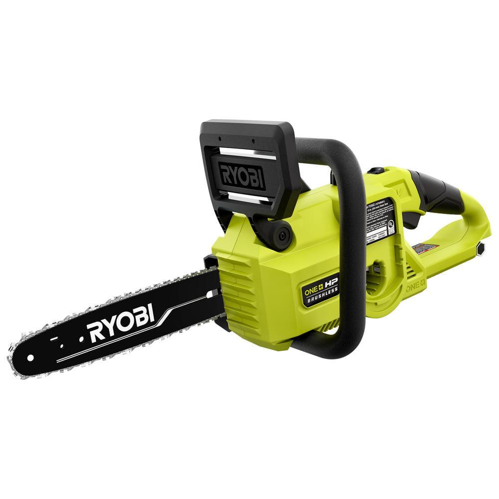 RYOBI ONE HP 18V Cordless 10 in Chainsaw and Whisper Series 8 in Pole Saw with 40 Ah Battery and Charger