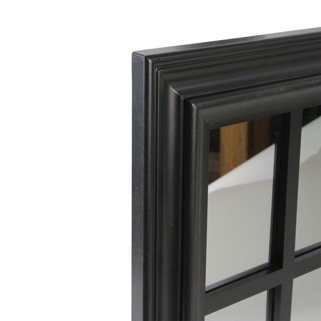 Black Contemporary Square Windowpane Wall Mirror