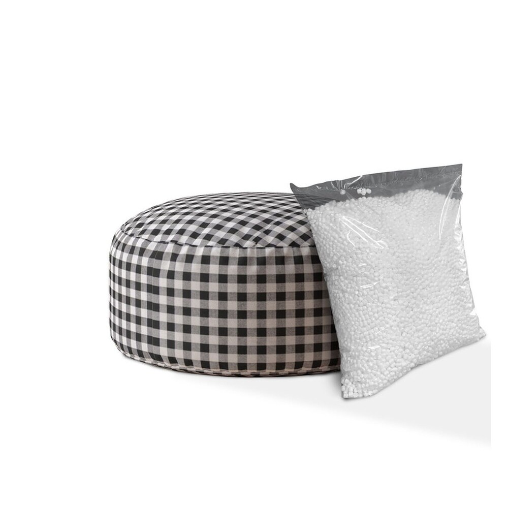 Lounge Garden Plaid Pouffe Seat with Fabric and Zipper Large Round Pouf Cotton Hand Sewn Bean Bag Ottoman for Gifts