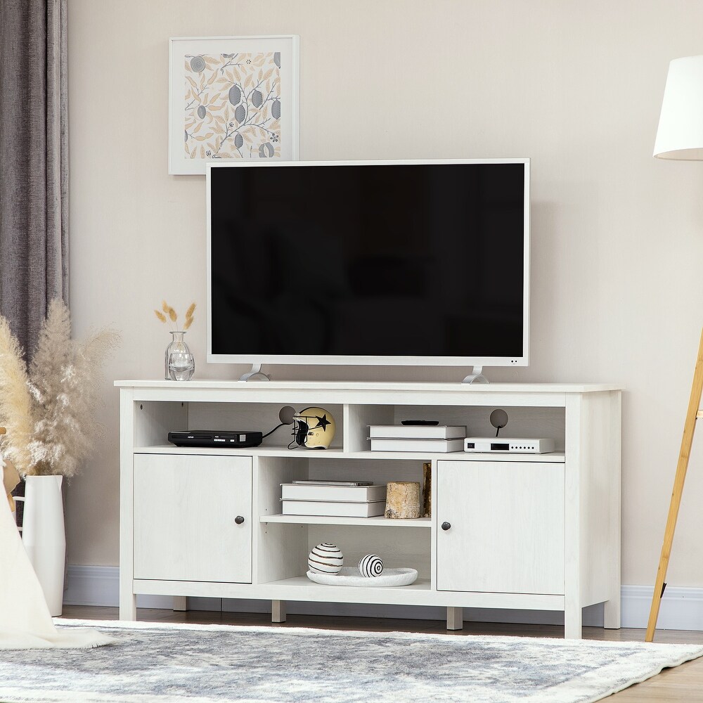 HOMCOM 65 Inch TV Stand with Storage  Media Cabinet TV Entertainment Center with Wooden Shelves and Doors for Living Room