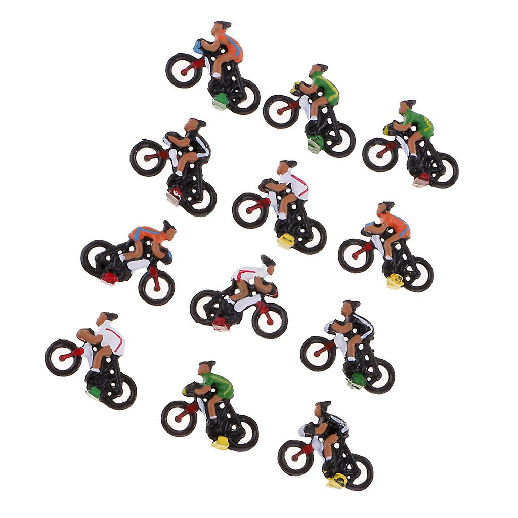 Born Pretty 12pcs 1:87 Scale Mini People Figure Cyclist Toys For Diorama， Model Trains， Architecture Projects Rider Model Landscape Layout