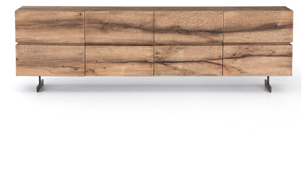 Este Media Console  Rustic Oak Veneer   Rustic   Entertainment Centers And Tv Stands   by Four Hands  Houzz