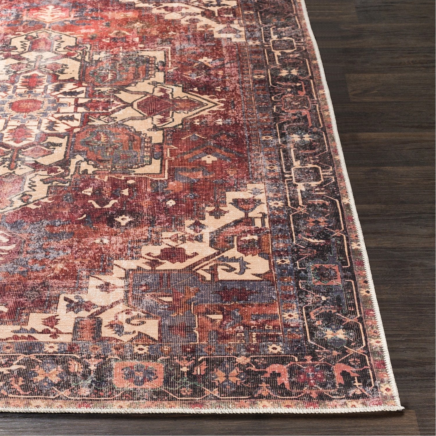 Amelie Rug in Rust & Dark Green