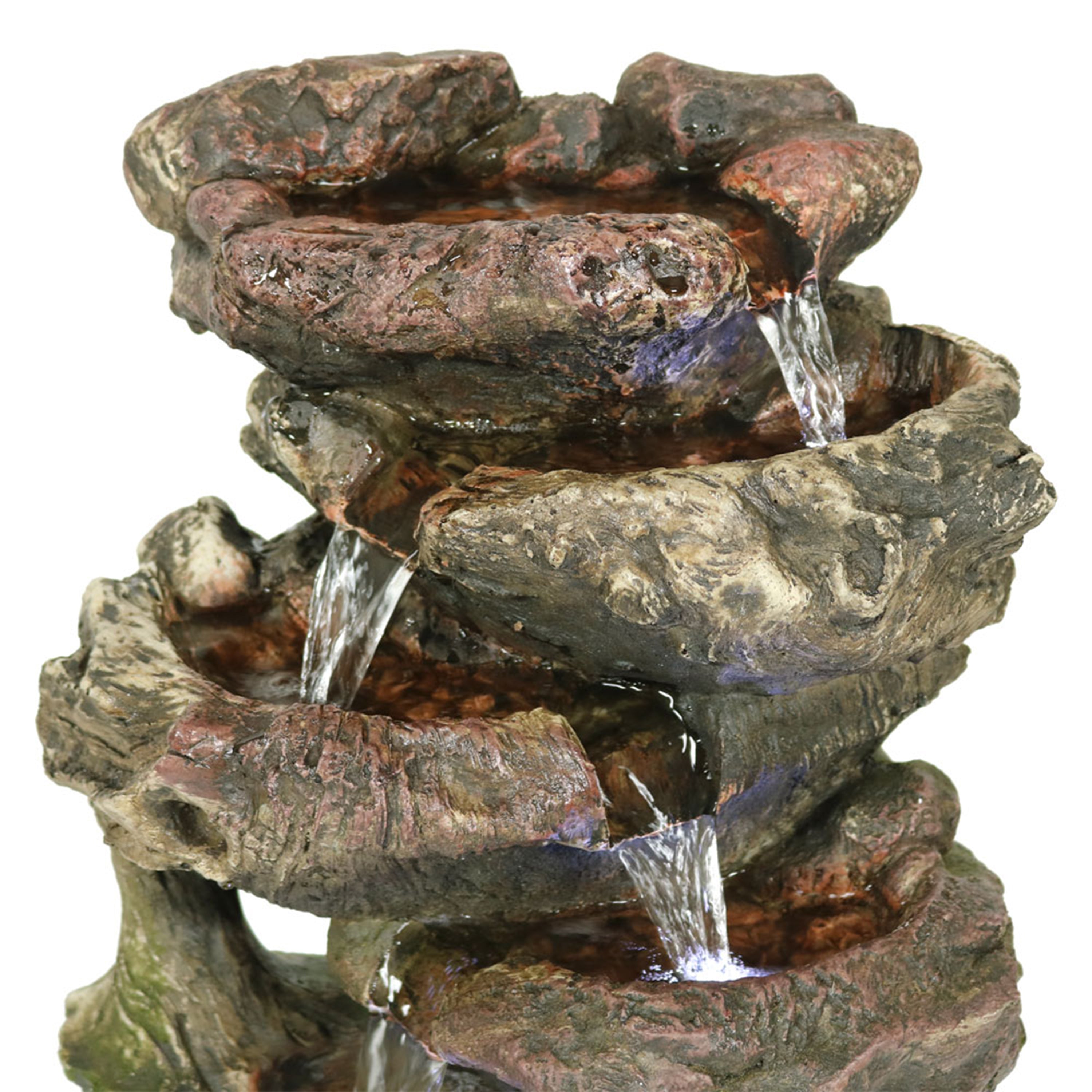 Sunnydaze Indoor Decorative Calming 5-Step Rock Falls Waterfall Tabletop Water Fountain with LED Lights - 14