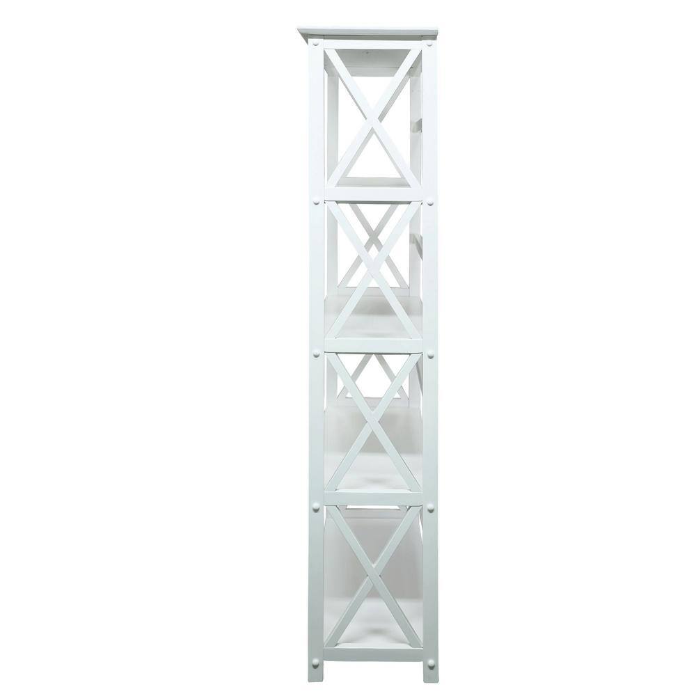 Casual Home 63 in. H White New Wood 4-Shelf Etagere Bookcase with Open Back N324-51